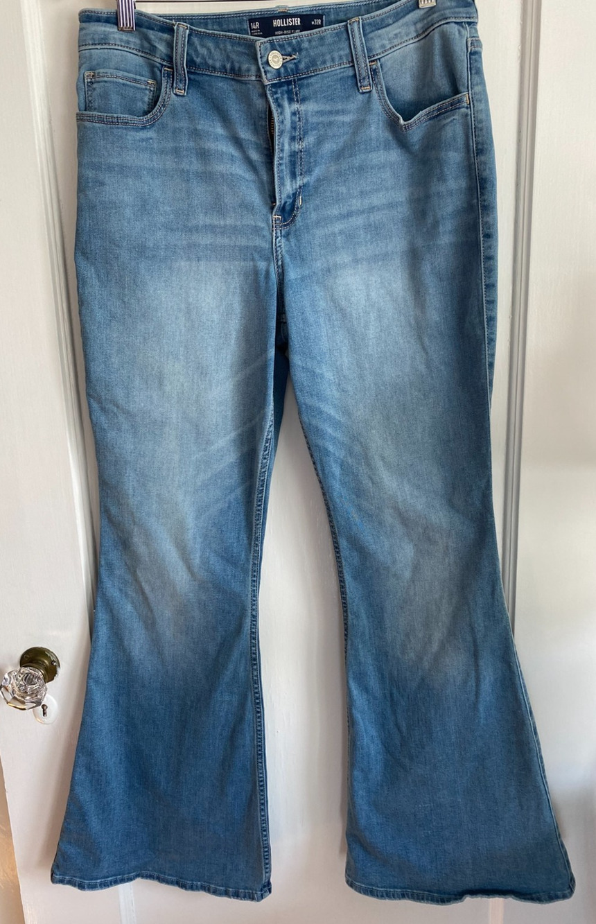 Hollister High Rise Flare Jeans Women's 14R W32 Classic Stretch Blue Denim